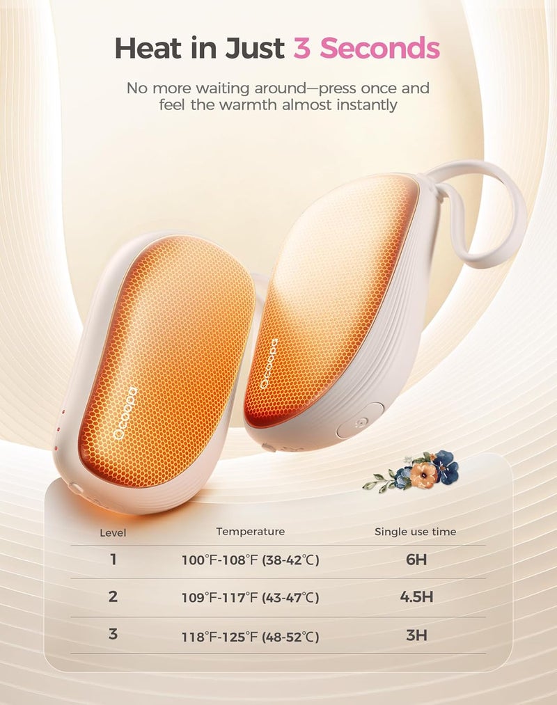 OCOOPA Hand Warmers Rechargeable 2 Pack, Ultra Slim Electric Hand Warmers, Portable Pocket Heater, Comb-Inspired, Fits in Gloves,UL Certified, Winter Essentials,UT5 Sway - Image 4